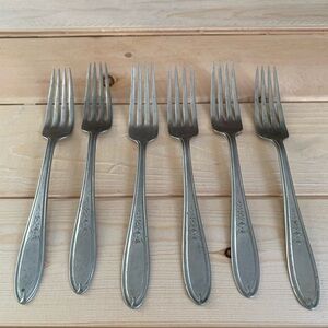 1920s-Nickel Silver- Birds of Paradise- Set of 6 Forks